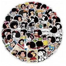 Set De 50 Stickers Para Termos Mafalda Historietas Comics